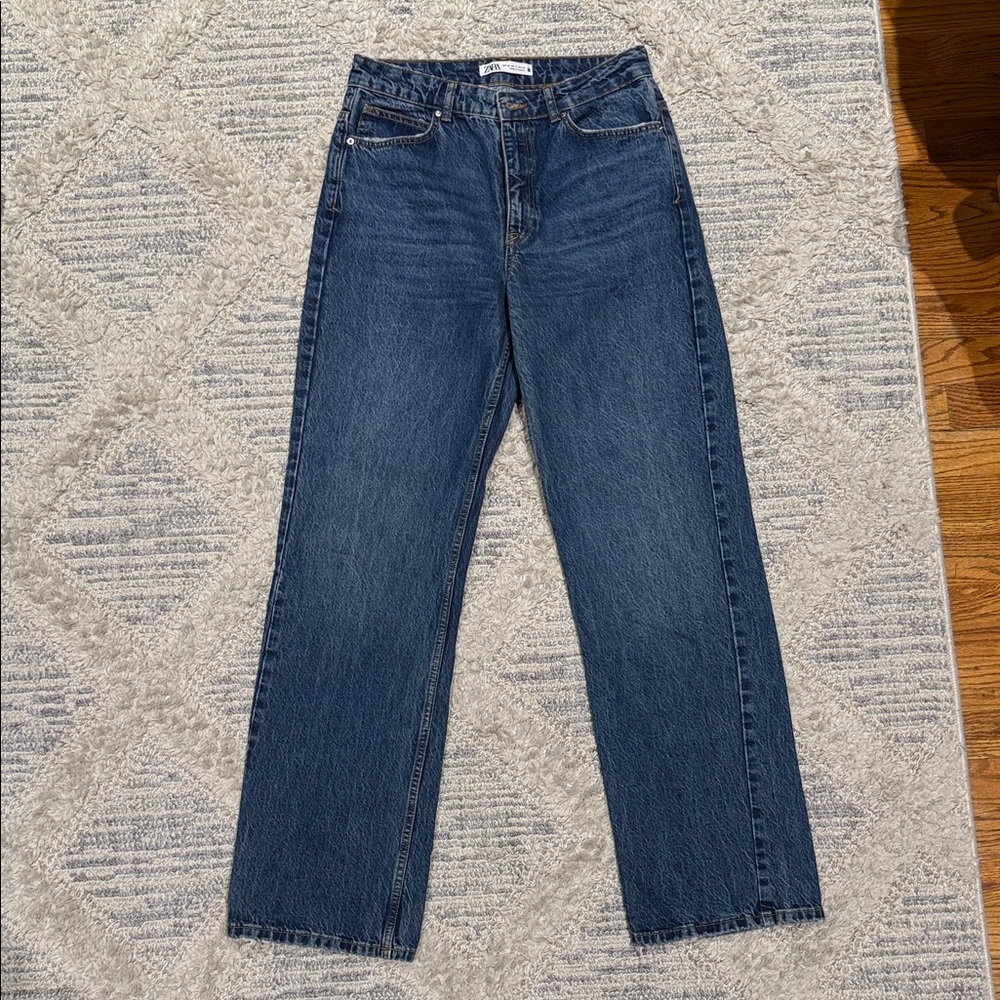 Zara Dark Blue Straight Leg Jeans